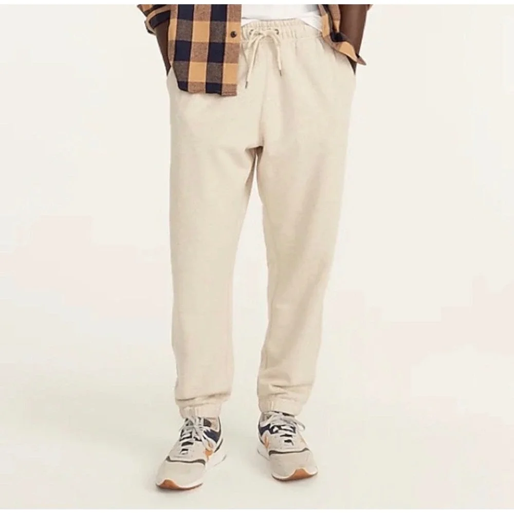 J. Crew Relaxed French Terry Sweatpant Beige Size M Loungewear Comfy Cozy Travel